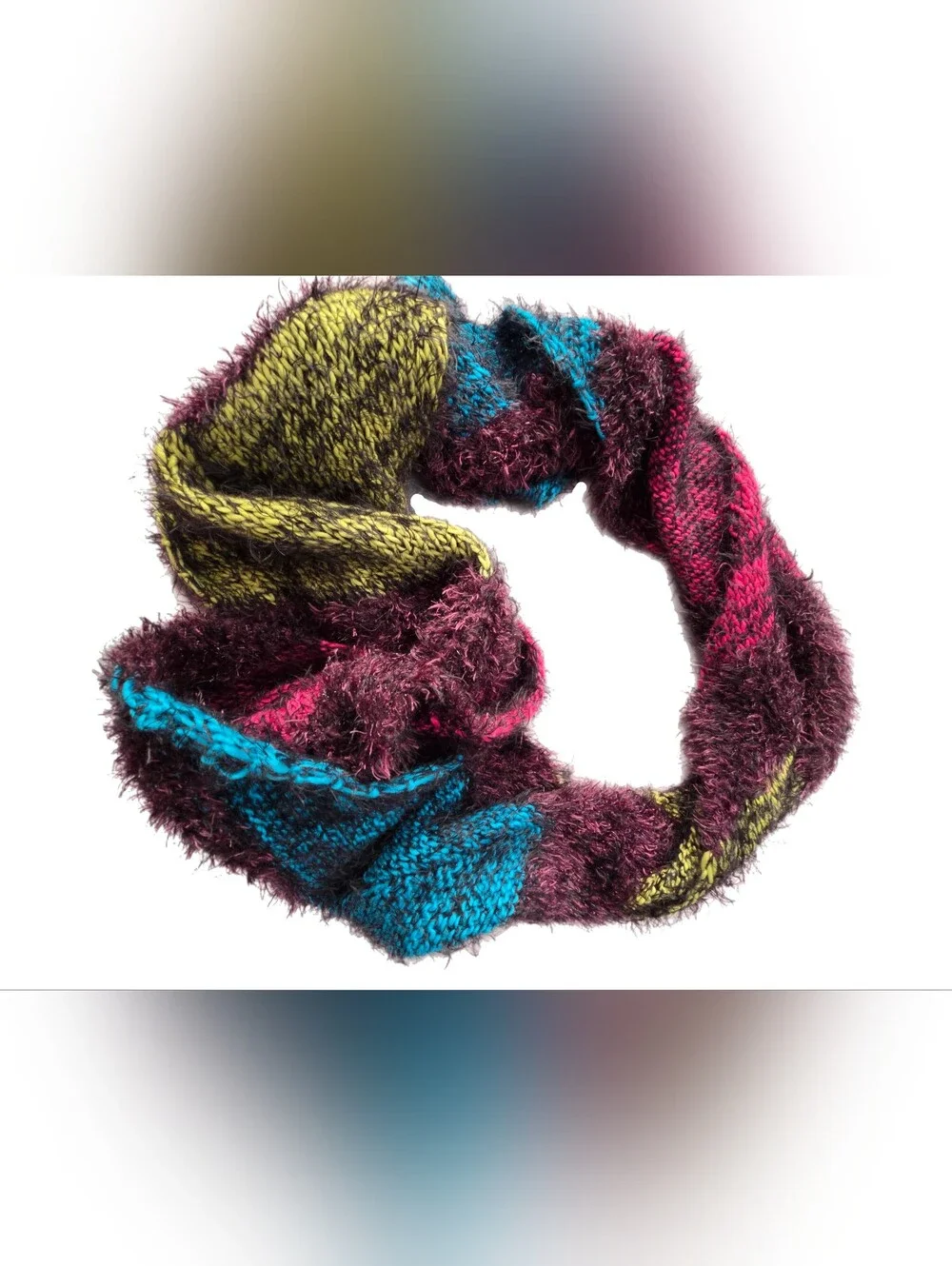 EUC Super Soft Fuzzy Knit Infinity Scarf - Multicolor Textured Yarn